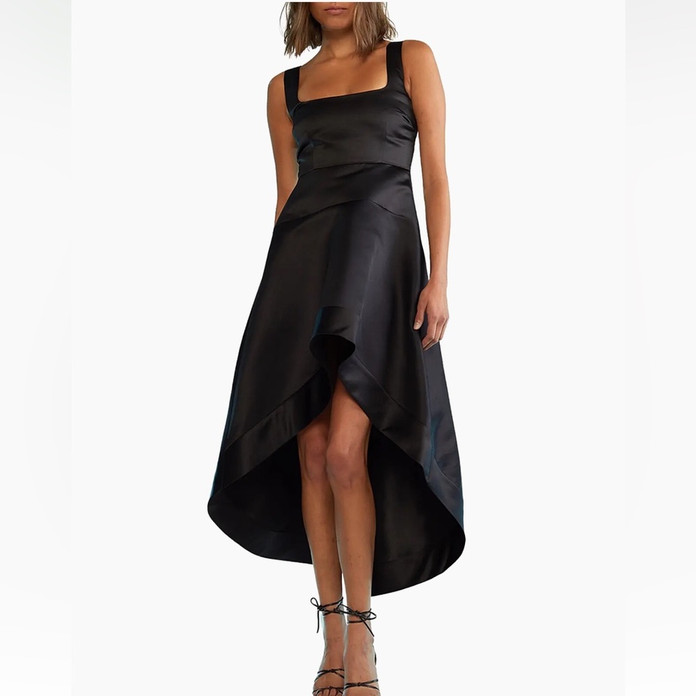 Cynthia Rowley Black Satin Hi-Lo Dress
